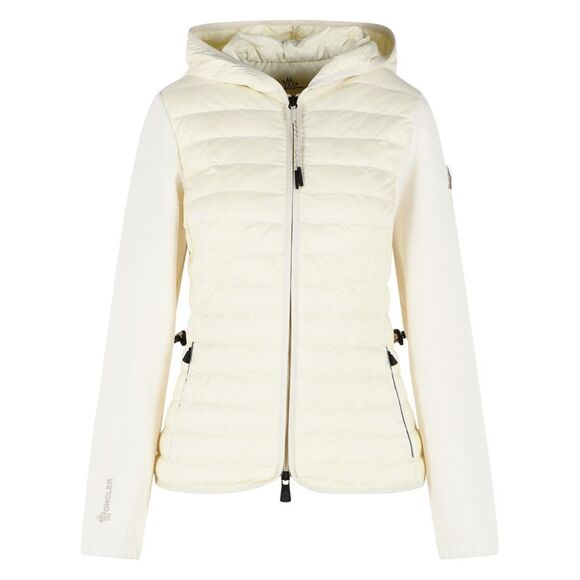 Moncler Grenoble Padded Hoodie With Zip In Ivory White Polyester Blend Women